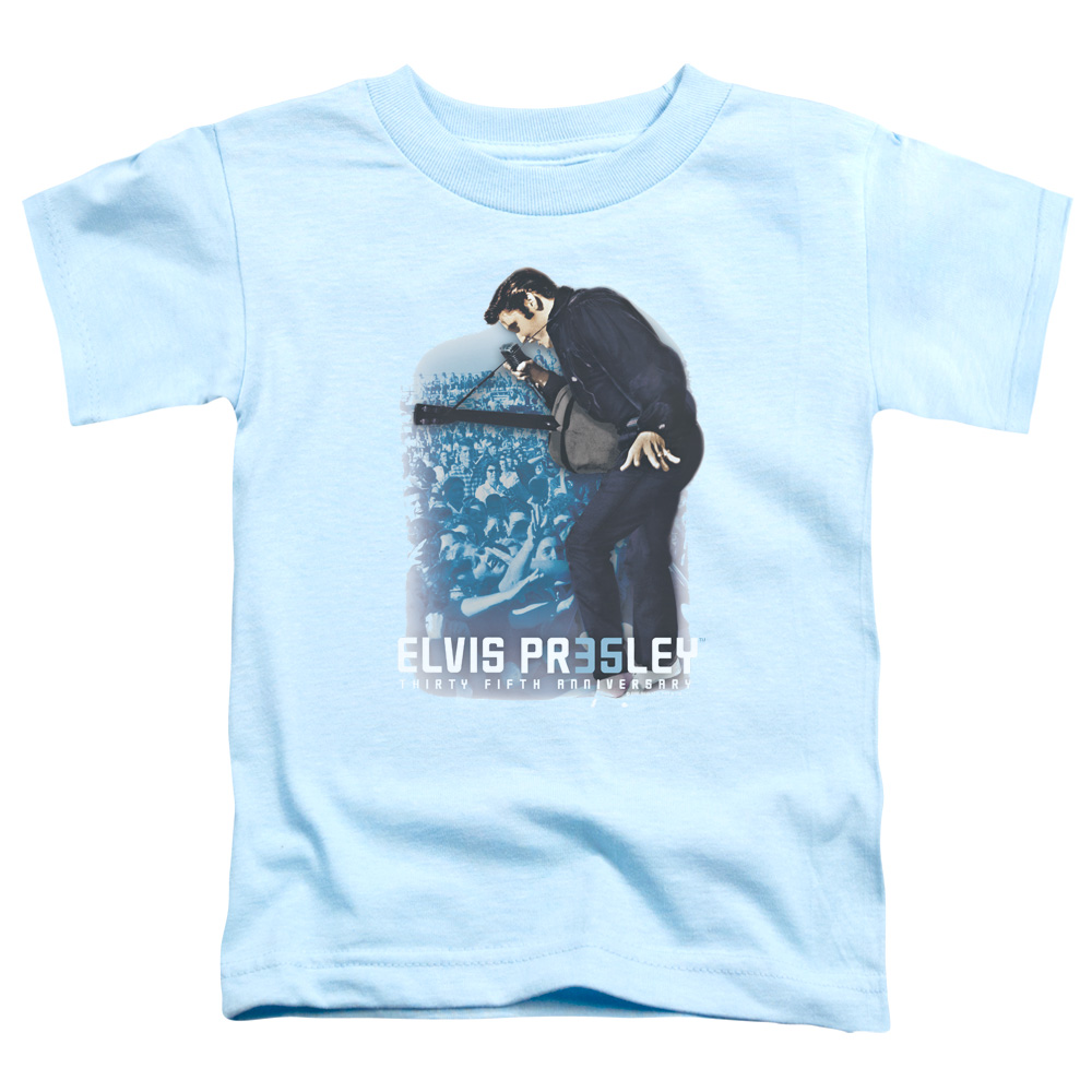 ELV746-TT-2 Elvis Presley & 35th Anniversary 3 Short Sleeve Toddler T-Shirt, Light Blue - Medium 3T