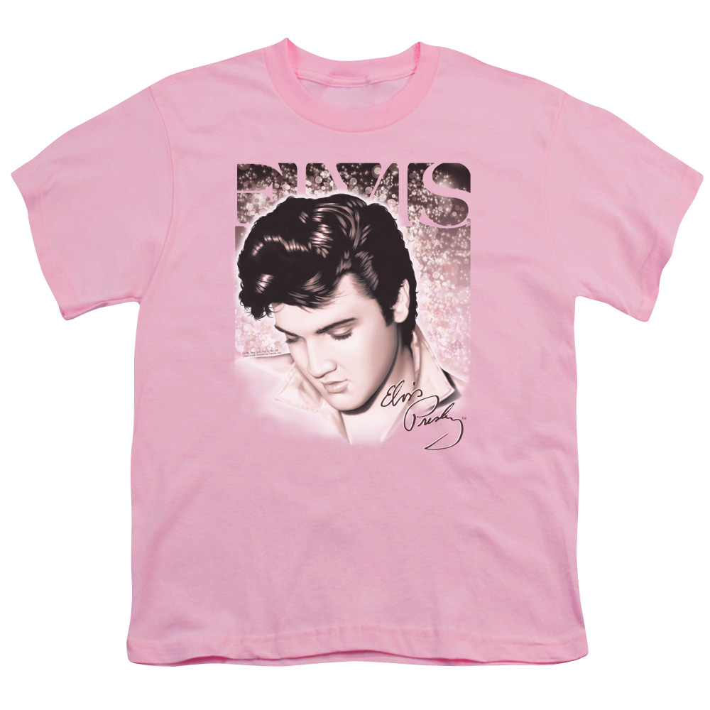 Elvis Presley & Star Light Short Sleeve Youth 18-1 T-Shirt, Pink - Medium