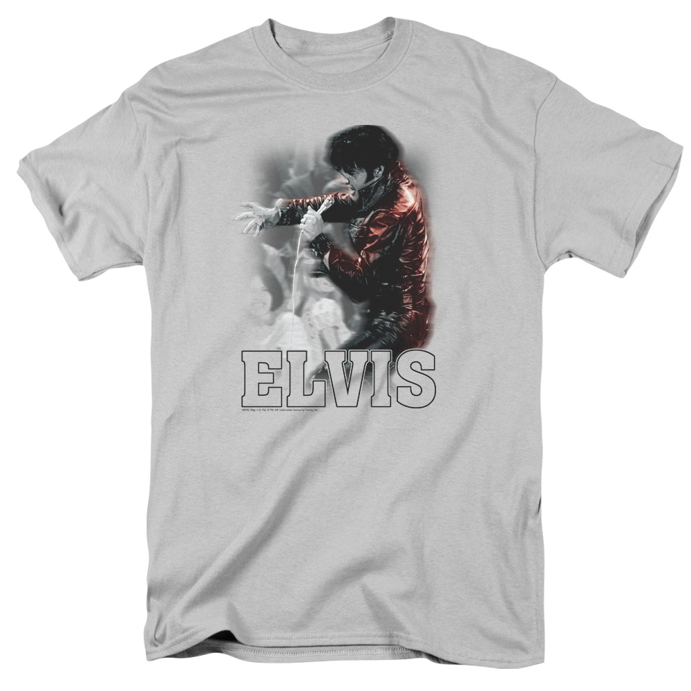 Elvis Presley & Black Leather T-Shirt, Silver - Small