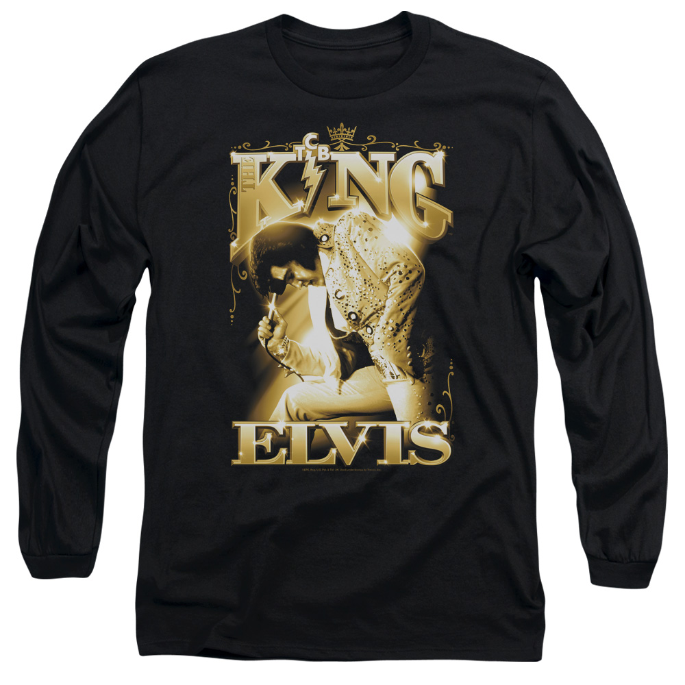 Elvis Presley & The King-Long Sleeve Adult 18-1 T-Shirt, Black - Small