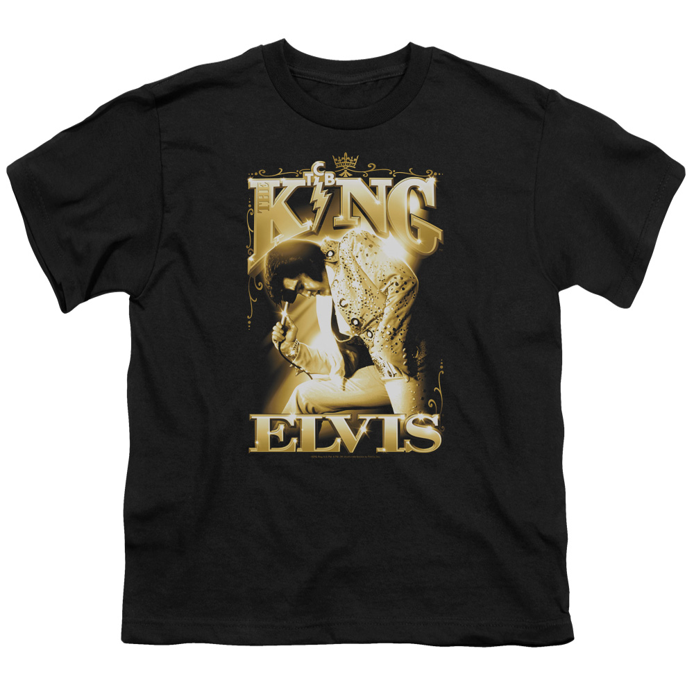 Elvis Presley & The King-Short Sleeve Youth 18-1 T-Shirt, Black - Medium