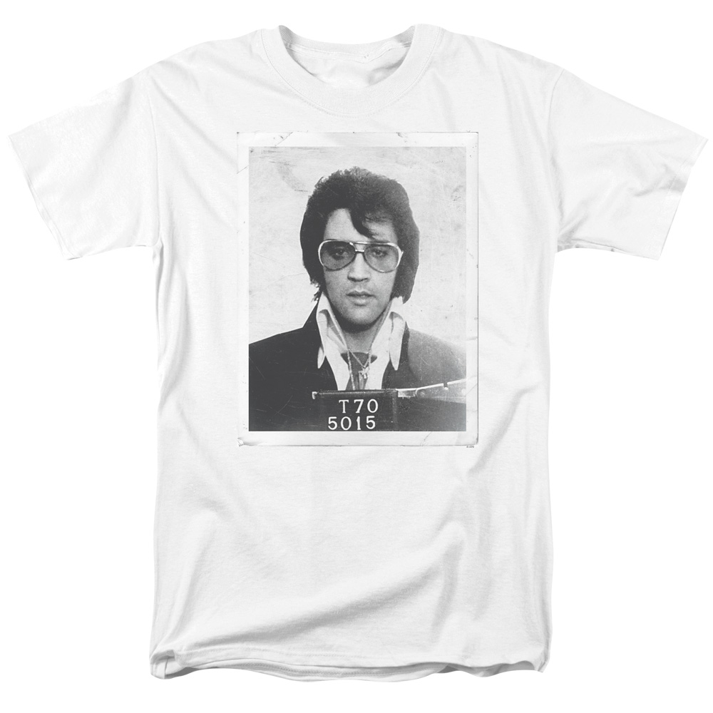 Elvis Presley & Framed Short Sleeve Adult 18-1 T-Shirt, White - Medium