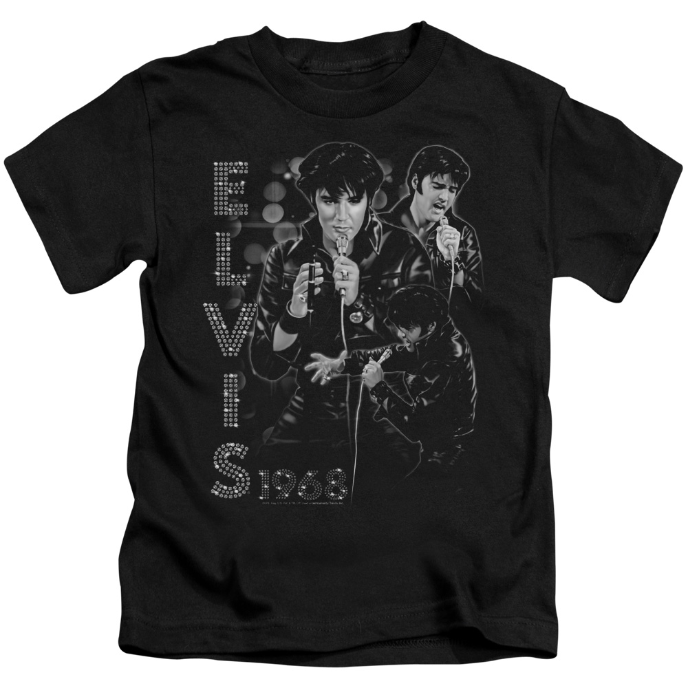 Elvis Presley & Leathered Short Sleeve Juvenile 18-1 T-Shirt, Black - Medium - 5-6