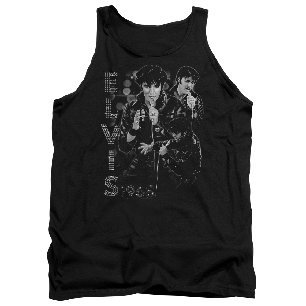 Elvis Presley & Leathered Adult Tank Top, Black - Extra Large