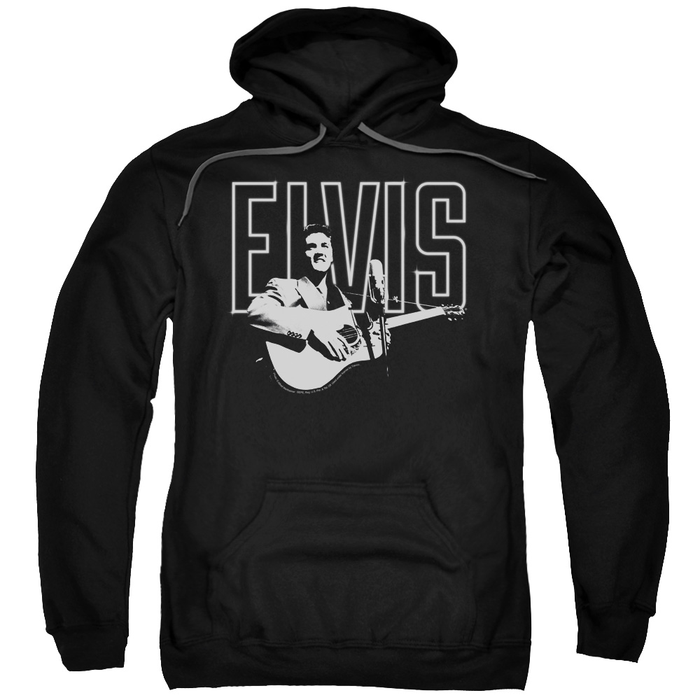Elvis Presley & White Glow Adult Pull-Over Hoodie, Black - Medium