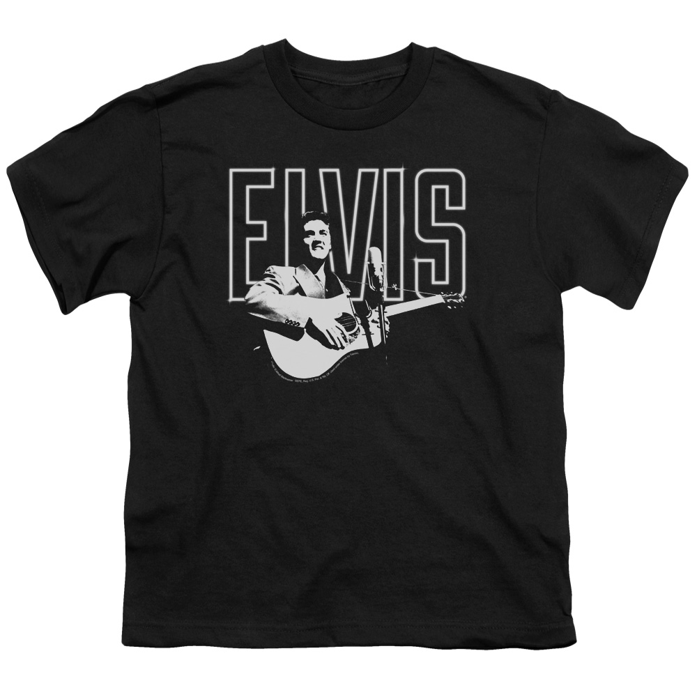 Elvis Presley & White Glow Short Sleeve Youth 18-1 T-Shirt, Black - Small