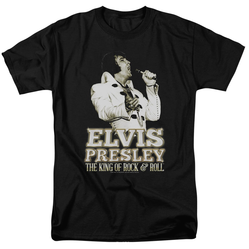 Elvis Presley & Golden Short Sleeve Adult 18-1 T-Shirt, Black - Extra Large
