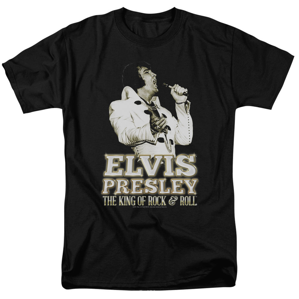 Elvis Presley & Golden Short Sleeve Adult 18-1 T-Shirt, Black - 3X