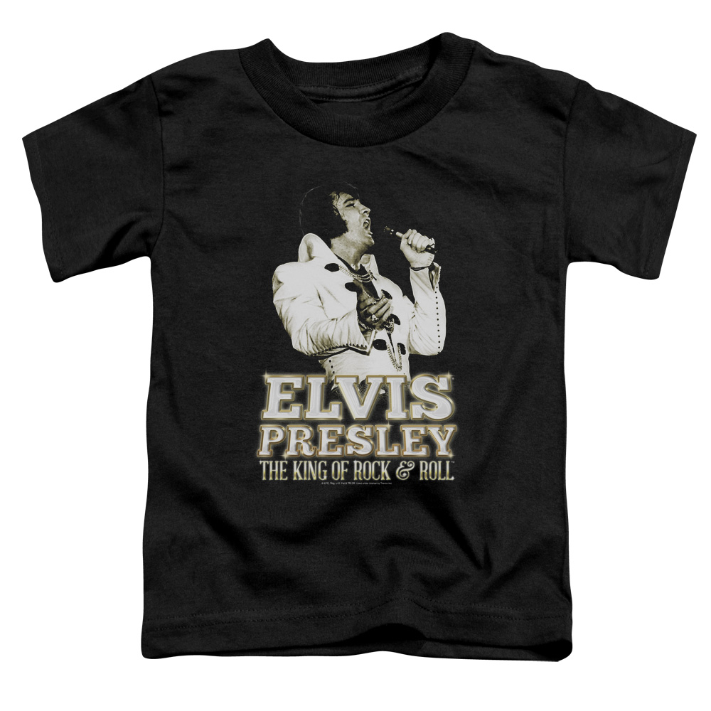 ELV785-TT-1 Elvis Presley & Golden Short Sleeve Toddler T-Shirt, Black - Small - 2T