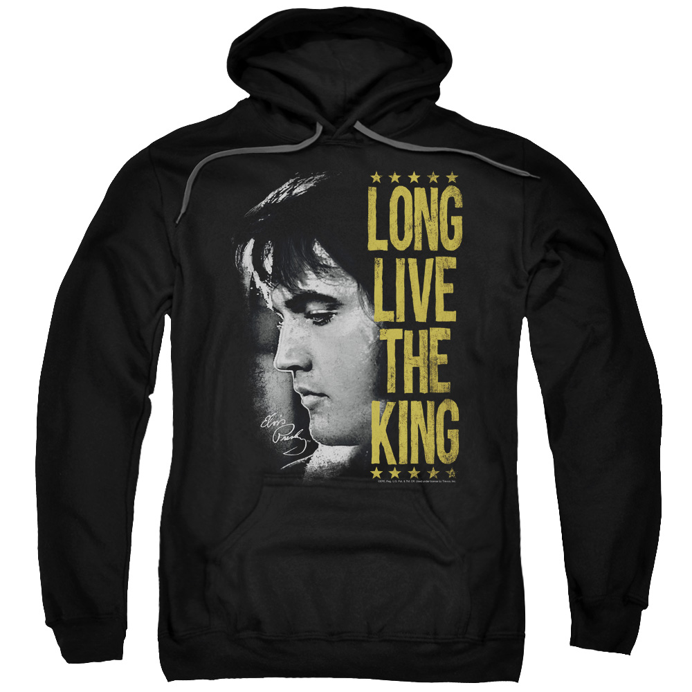 Elvis Presley & Long Live the King Adult Pull-Over Hoodie, Black - Medium