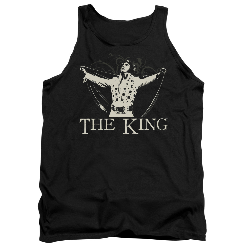 Elvis Presley & Ornate King Adult Tank Top, Black - Medium