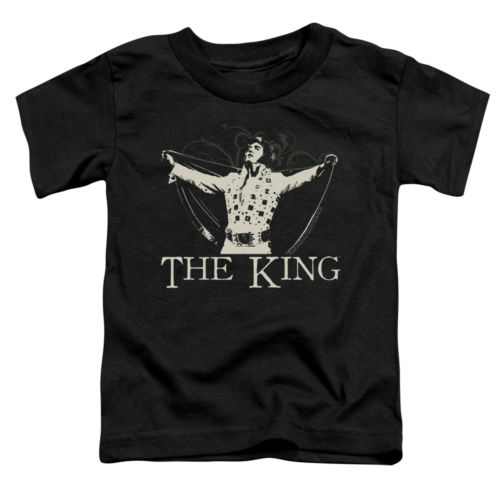 Elvis Presley & Ornate King Short Sleeve Toddler T-Shirt, Black - Medium - 3T
