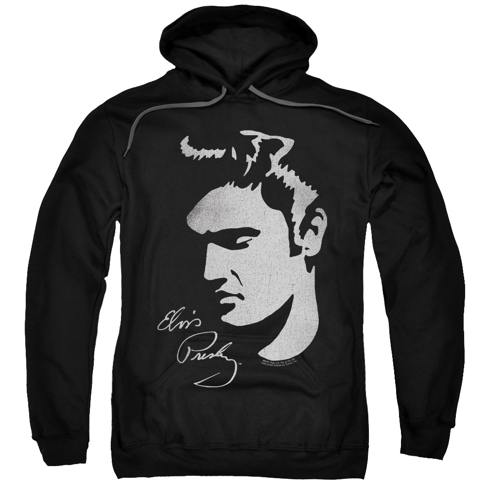 ELV825-AFTH-7 Elvis Presley & Simple Face Adult Pull-Over Hoodie, Black - 4X -  Trevco