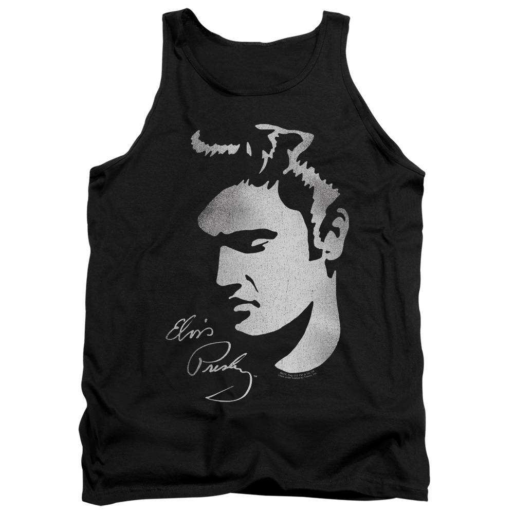 Elvis Presley & Simple Face Adult Tank Top, Black - Small