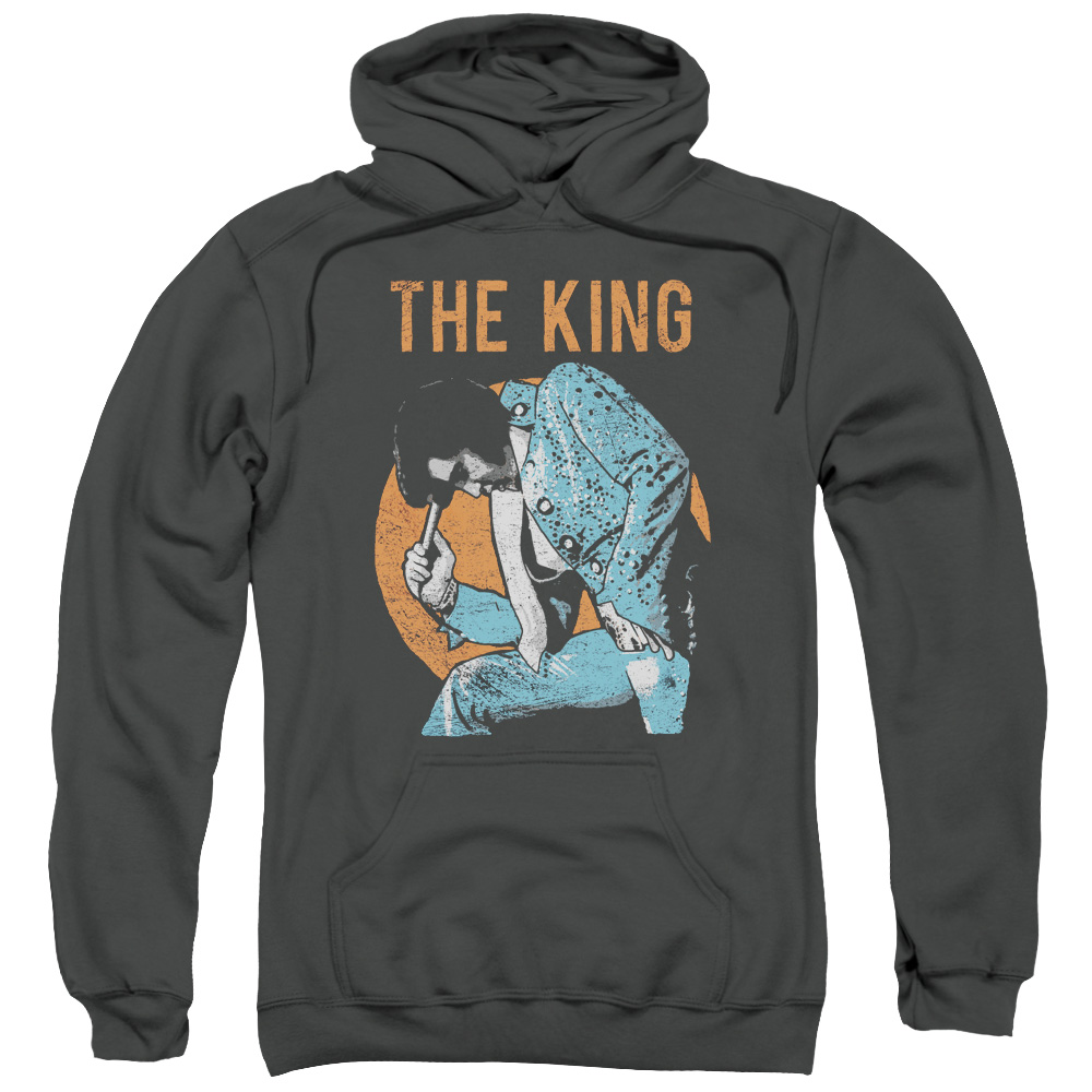 Elvis Presley & Mic in Hand Adult Pull-Over Hoodie, Charcoal - Small
