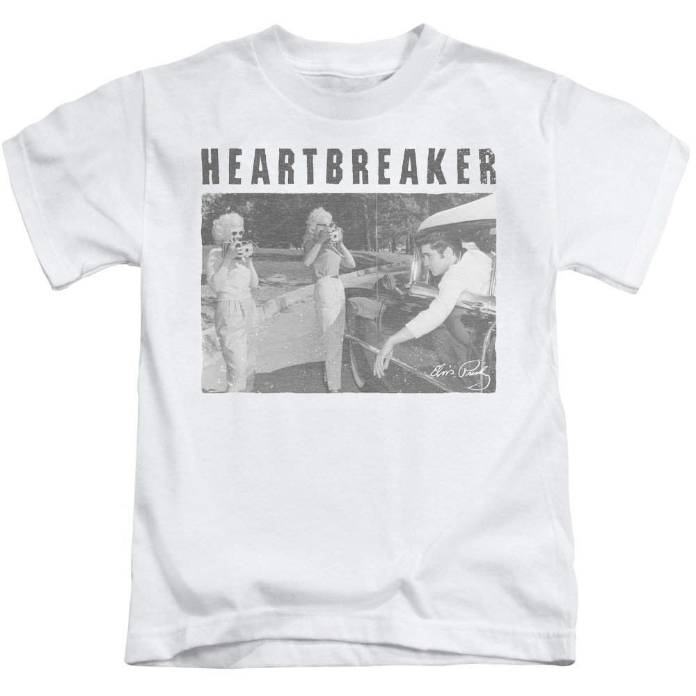 Elvis Presley & Heartbreaker Short Sleeve Juvenile 18-1 T-Shirt, White - Medium - 5-6
