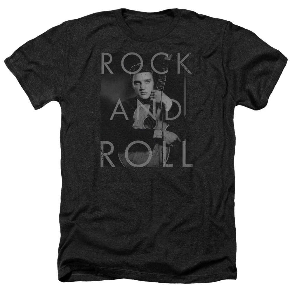 Elvis Presley & Rock & Roll Adult Heather T-Shirt, Black - Medium