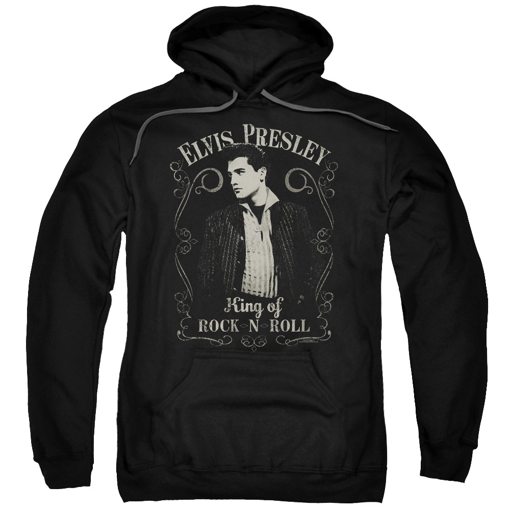 Elvis Presley & Rock Legend Adult Pull-Over Hoodie, Black - Small