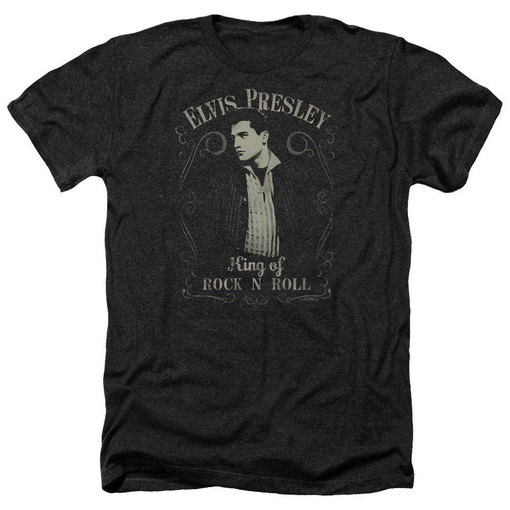 Elvis Presley & Rock Legend Adult Heather T-Shirt, Black - Medium