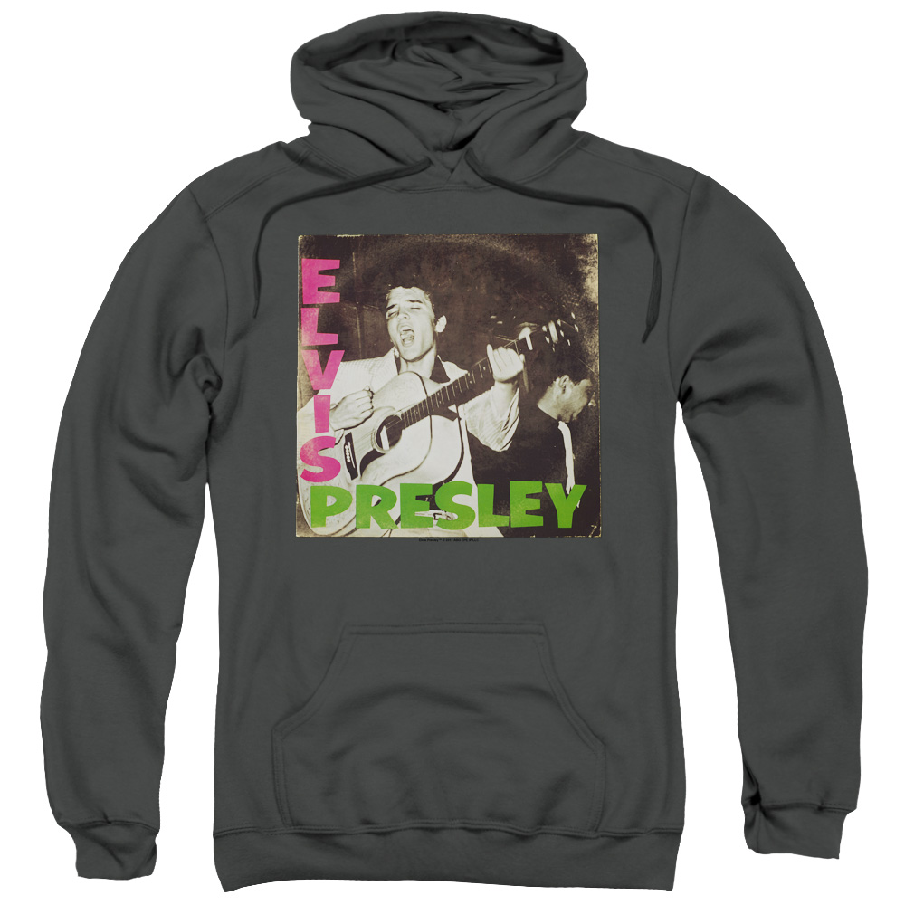 Elvis Presley & First LP Adult Pull-Over Hoodie, Charcoal - 2X