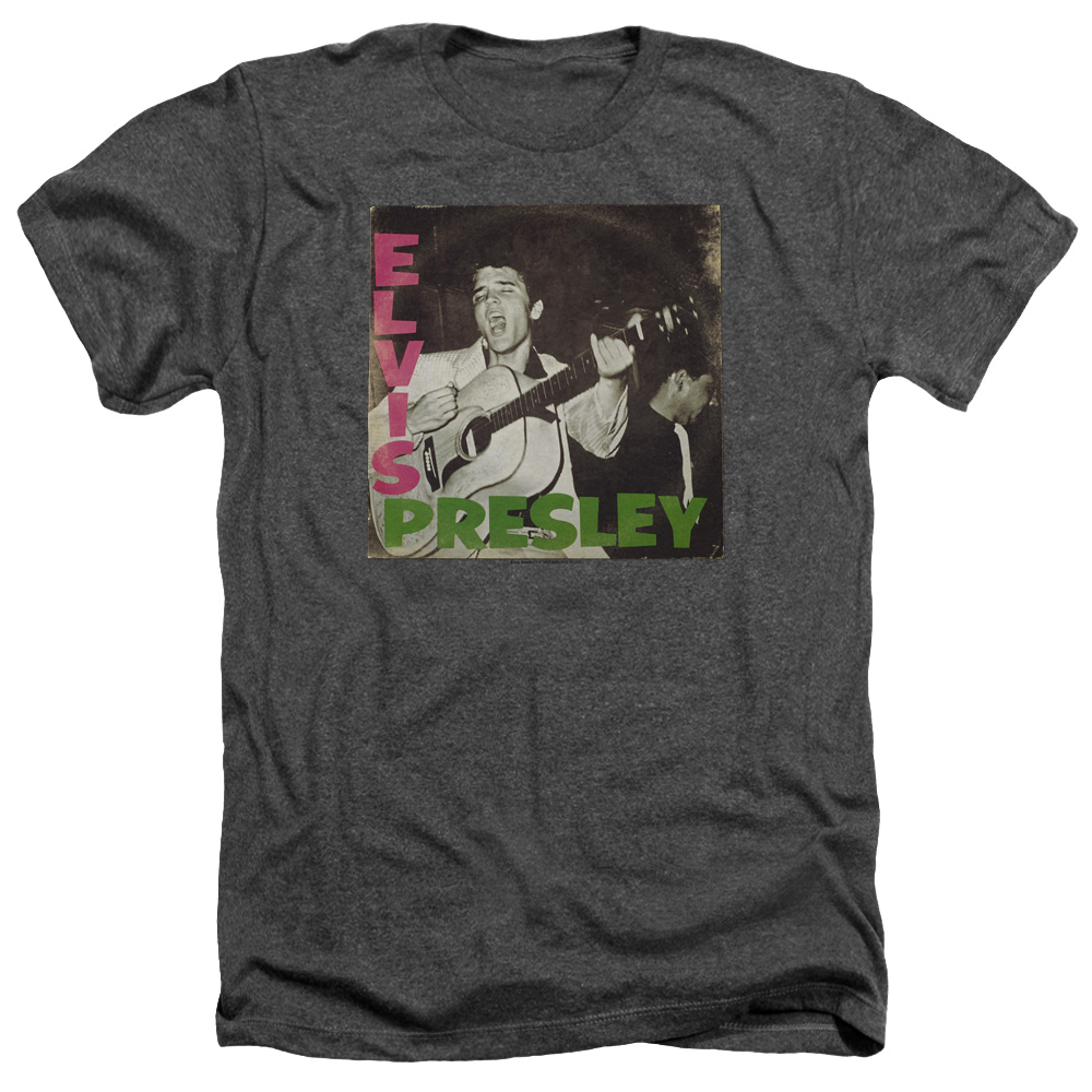 Elvis Presley & First LP Adult Heather T-Shirt, Charcoal - Medium