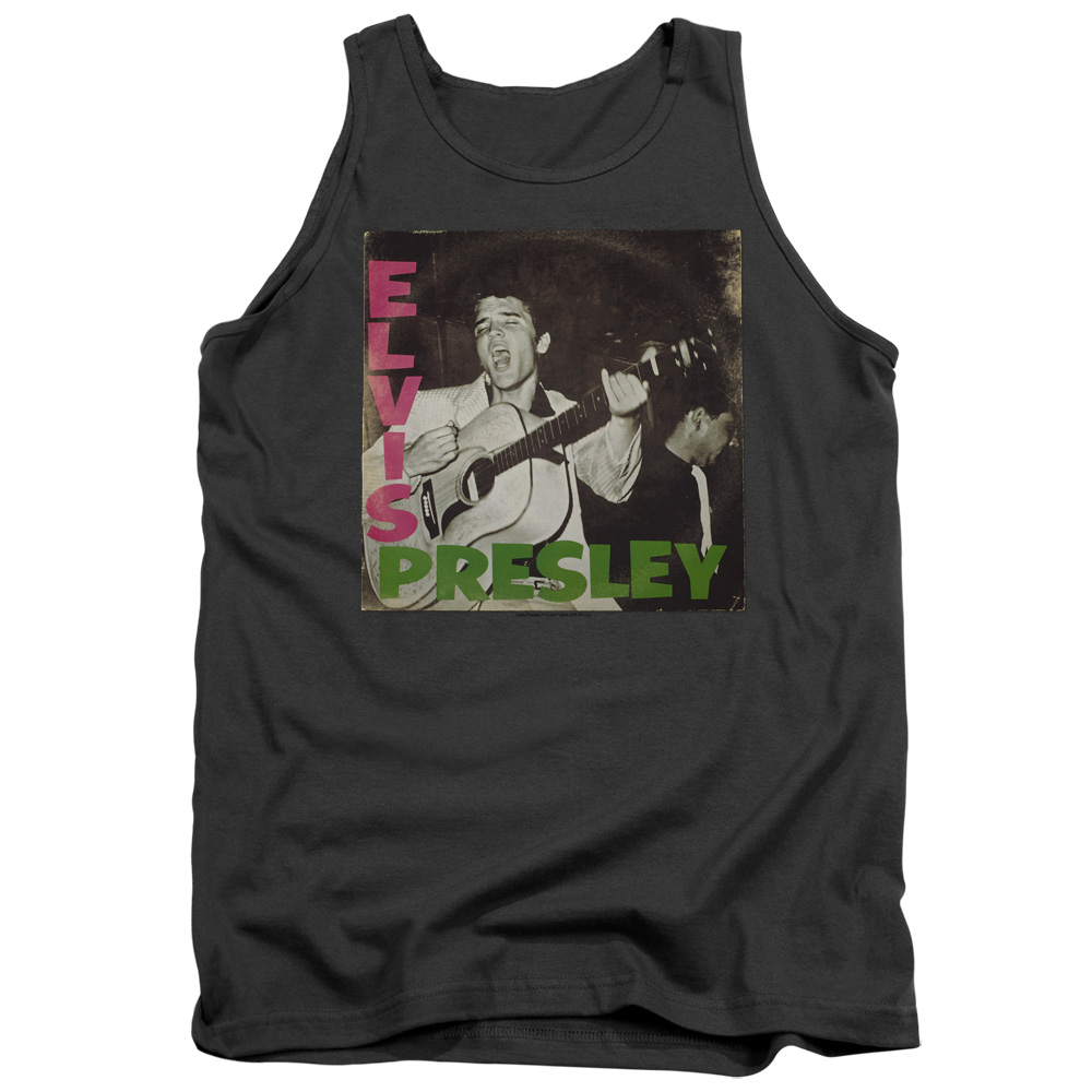 Elvis Presley & First LP Adult Tank Top, Charcoal - 2X