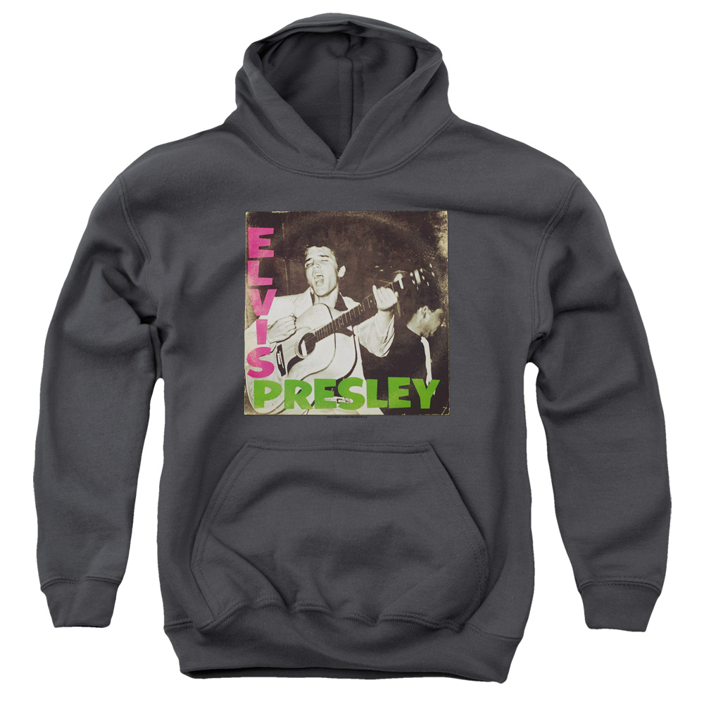 Elvis Presley & First LP Youth Pull-Over Hoodie, Charcoal - Small
