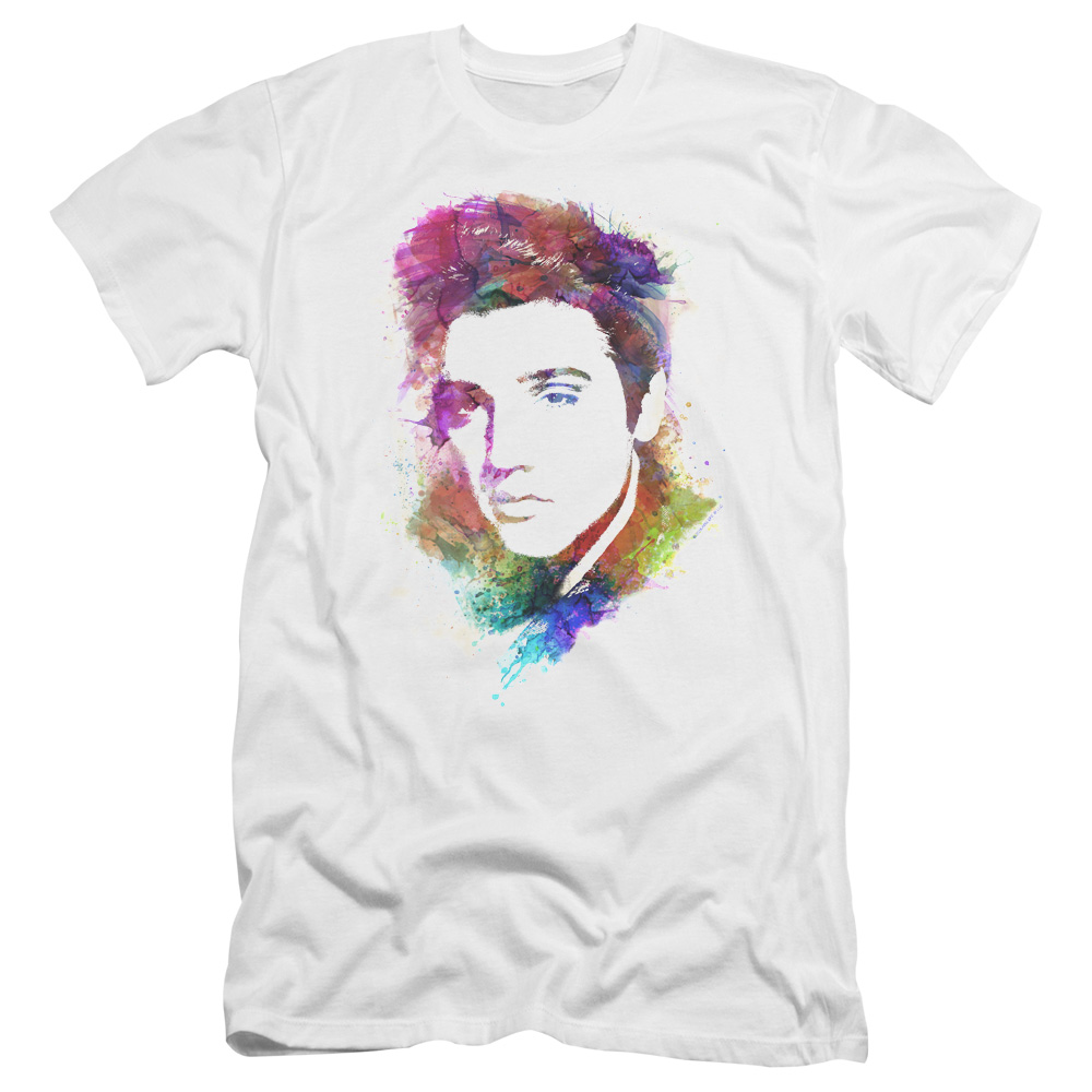 Elvis Presley Watercolor King Hbo Short Sleeve Adult 30-1 Mens T-Shirt, White - 2X
