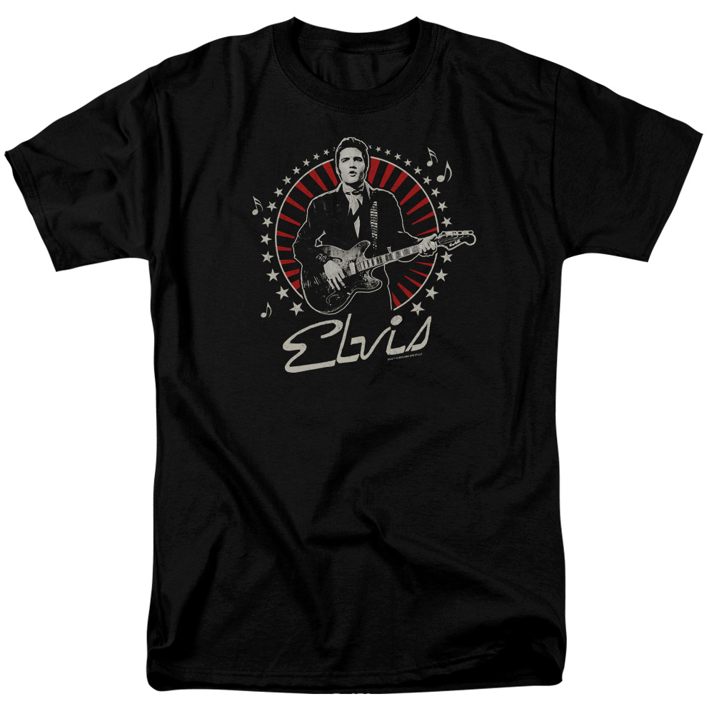 Elvis Presley Stars Short Sleeve Adult 18-1 Mens T-Shirt Mens Regular Fit T-Shirt, Black - Small