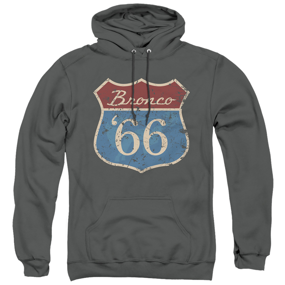 Ford Bronco Route 66 Bronco Adult Pull Over Hoodie, Charcoal - Large