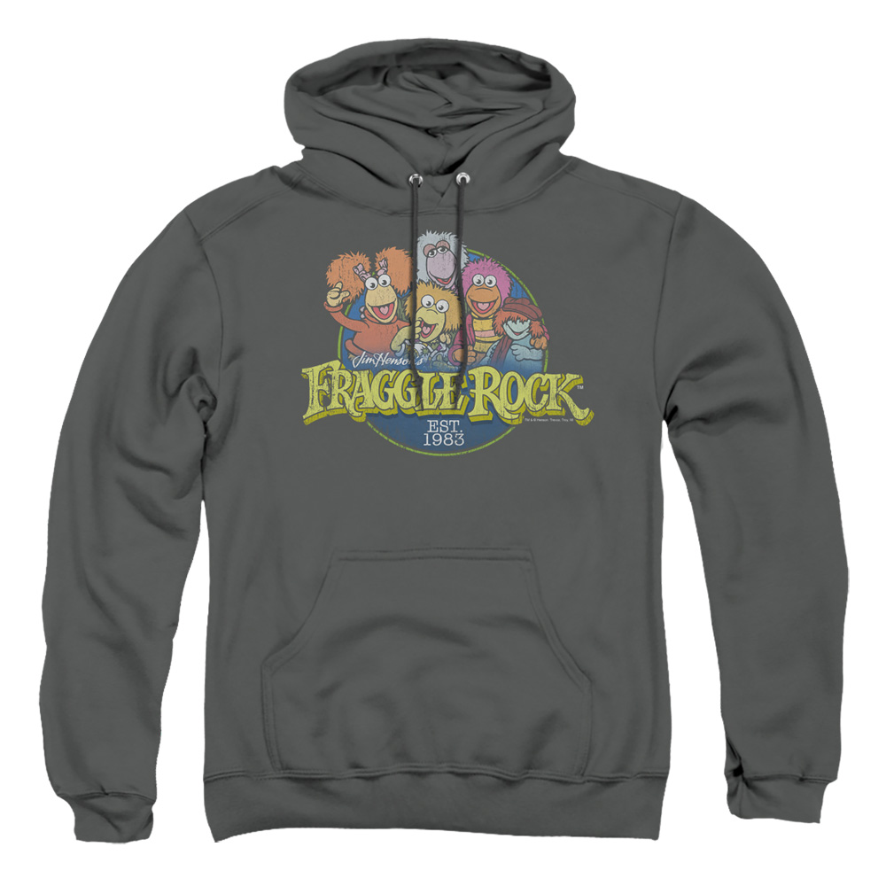 Fraggle Rock Circle Logo Adult Pull Over Hoodie, Charcoal - Large