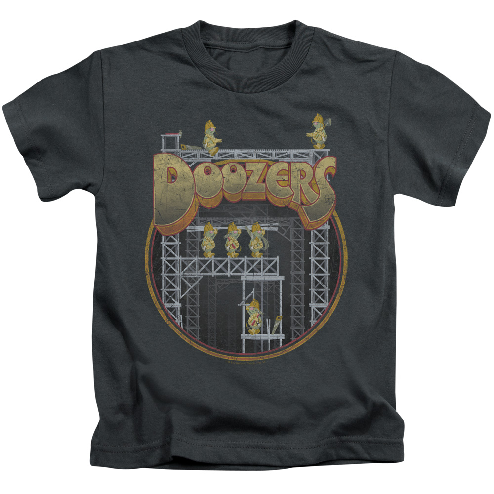 Fraggle Rock Doozers Construction Short Sleeve Juvenile 18-1 T-Shirt, Charcoal - Medium 5-6