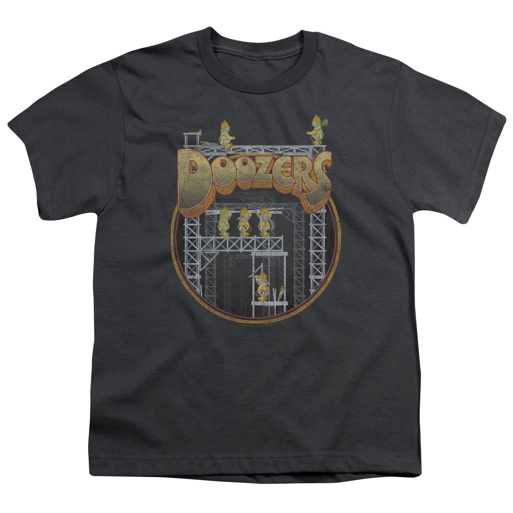 Fraggle Rock Doozers Construction Short Sleeve Youth 18-1 T-Shirt, Charcoal - Large