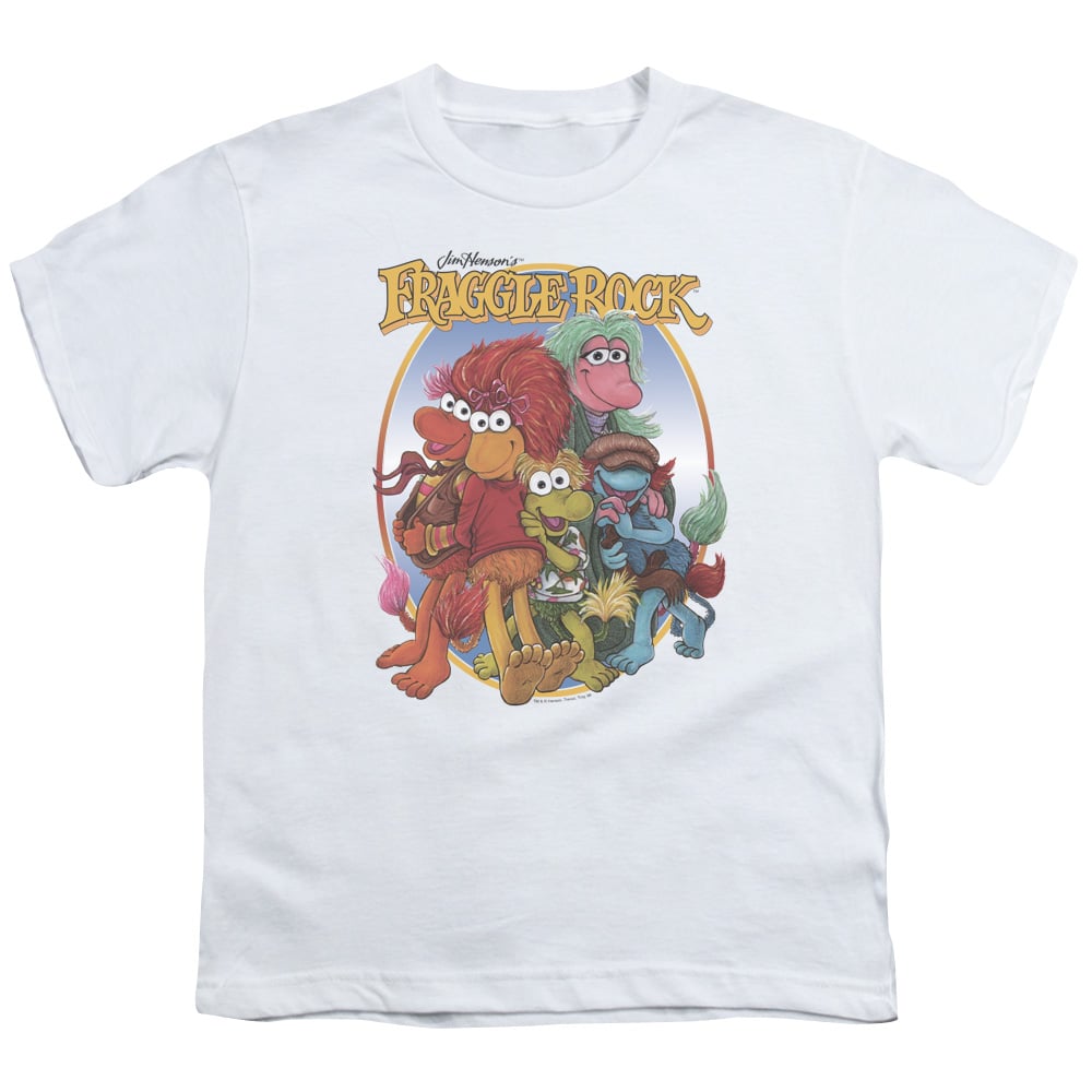 FR120-YT-4 Fraggle Rock Group Hug Short Sleeve Youth 18-1 T-Shirt, White - Extra Large