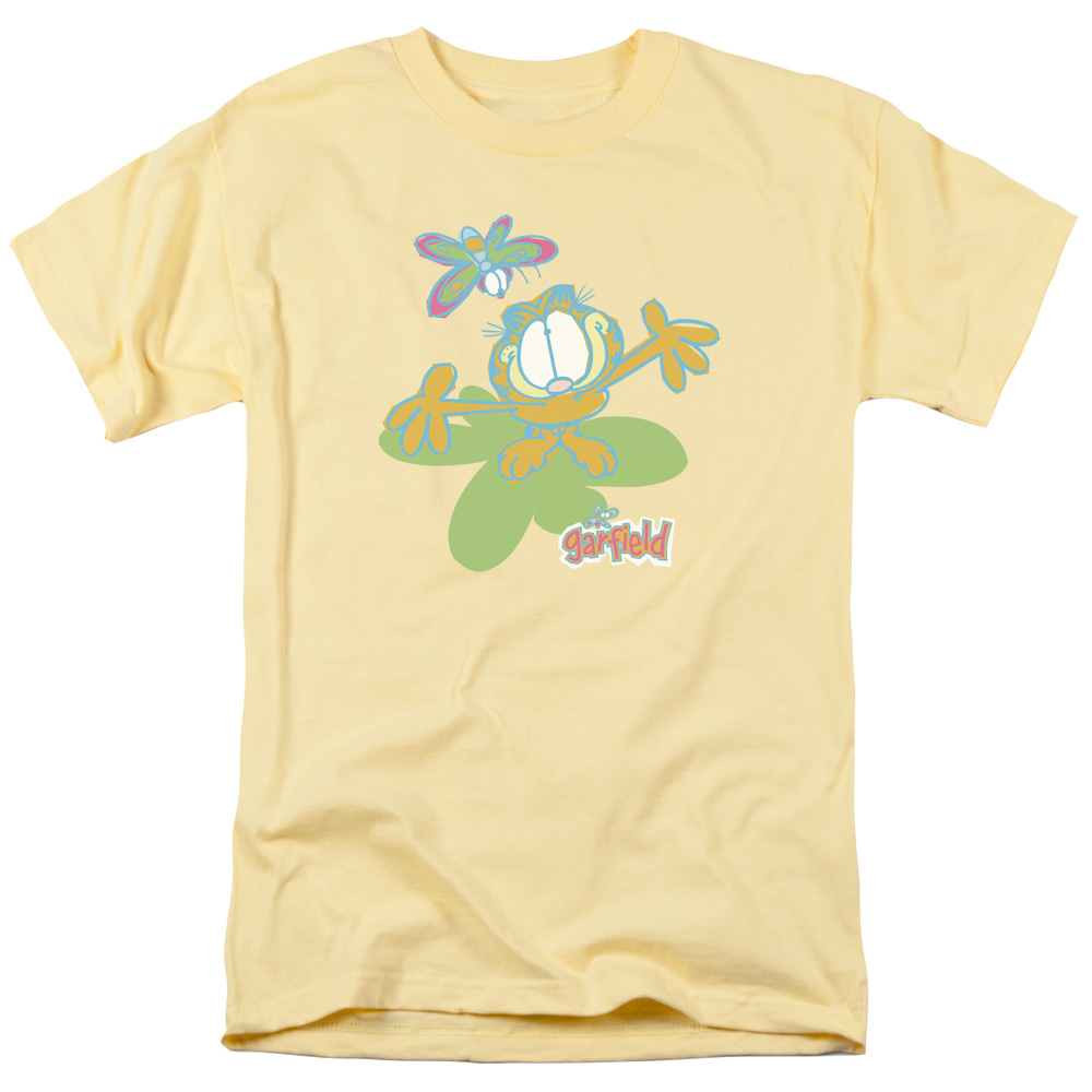 GAR125-AT-2 Garfield Butterfly Short Sleeve Adult 18-1 Mens T-Shirt Mens Regular Fit T-Shirt, Banana - Medium