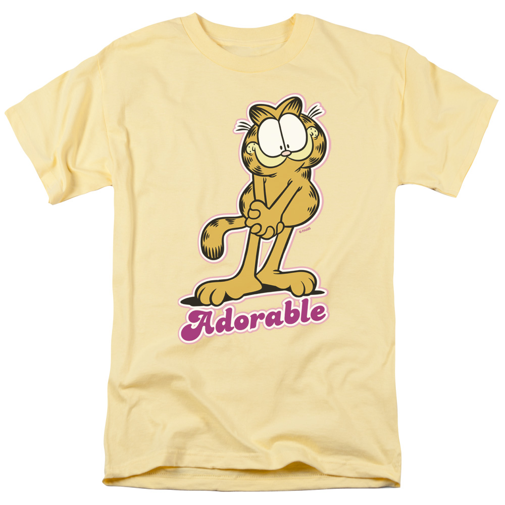 Garfield Adorable Short Sleeve Adult 18-1 Mens T-Shirt, Banana - Medium