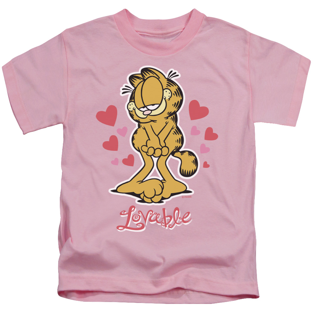 Garfield Lovable Short Sleeve Juvenile 18-1 T-Shirt, Pink - Medium 5-6