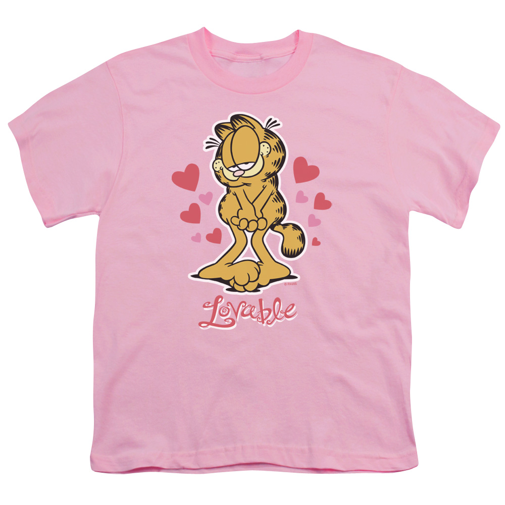 Garfield Lovable Short Sleeve Youth 18-1 T-Shirt, Pink - Medium