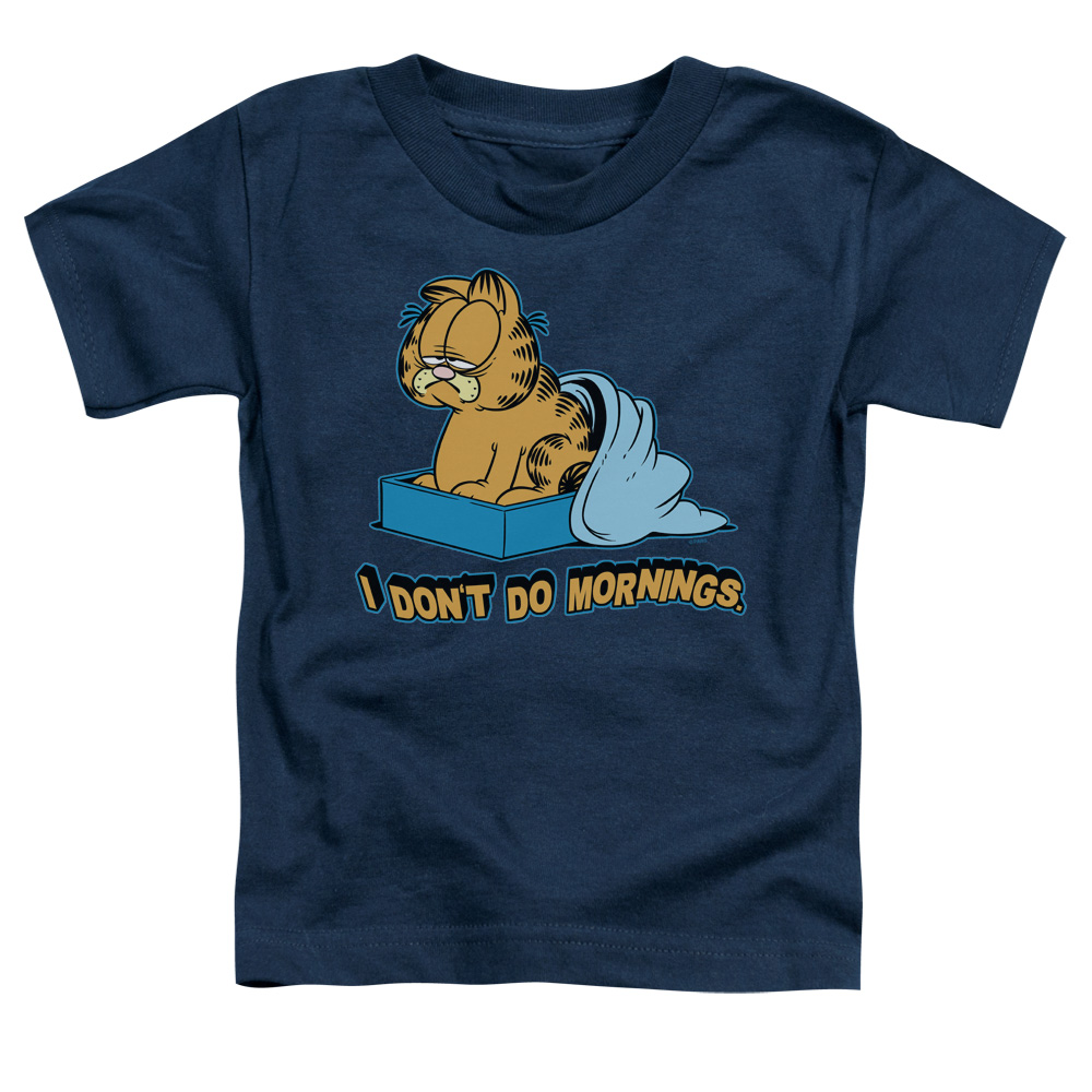 Garfield I Dont Do Mornings Short Sleeve Toddler T-Shirt, Navy - Medium 3T