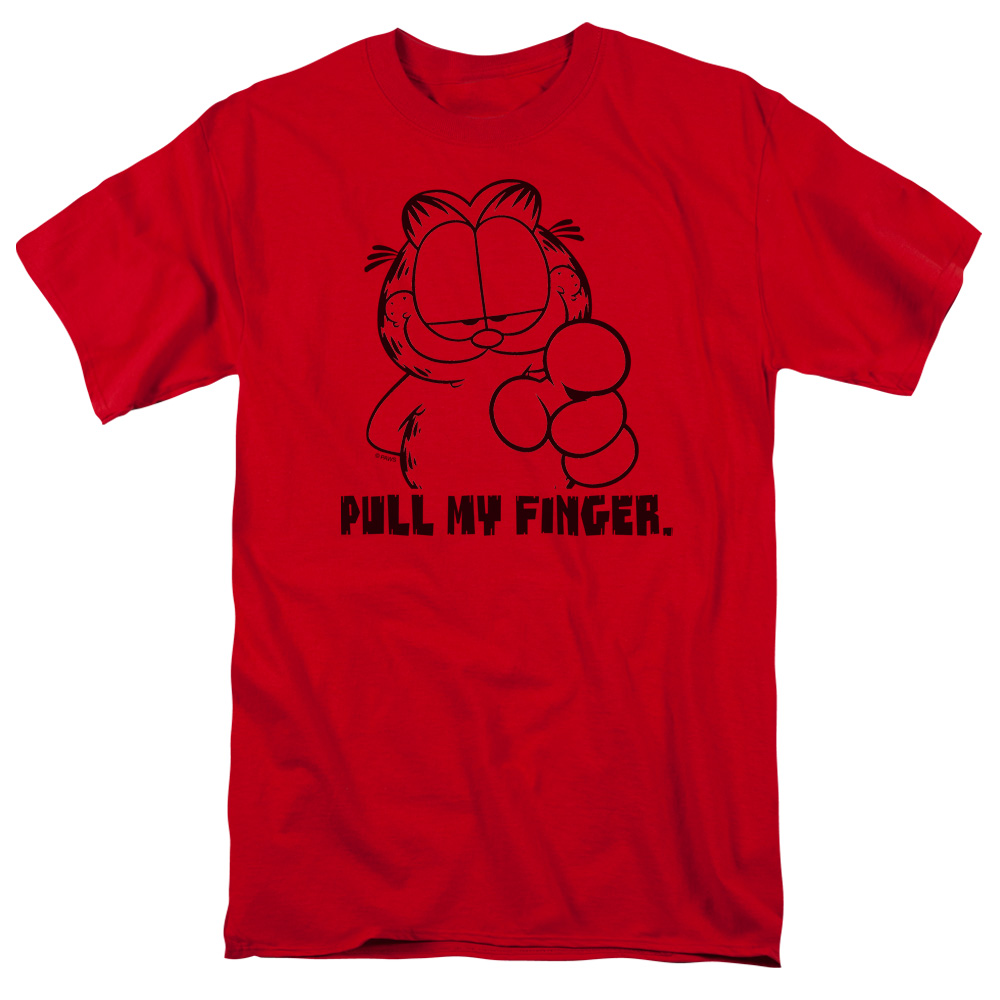 Garfield Pull My Finger Short Sleeve Adult 18-1 Mens T-Shirt, Red - 2X