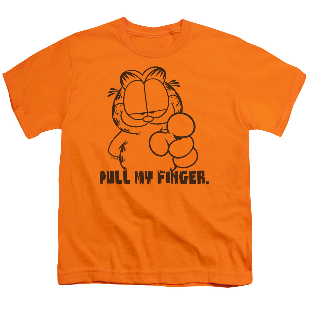 Garfield Pull My Finger Short Sleeve Youth 18-1 T-Shirt, Orange - Medium