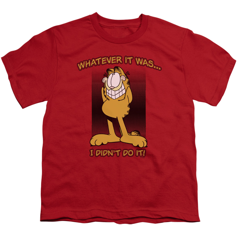 Garfield I Didnt Do It Short Sleeve Youth 18-1 T-Shirt, Red - Medium
