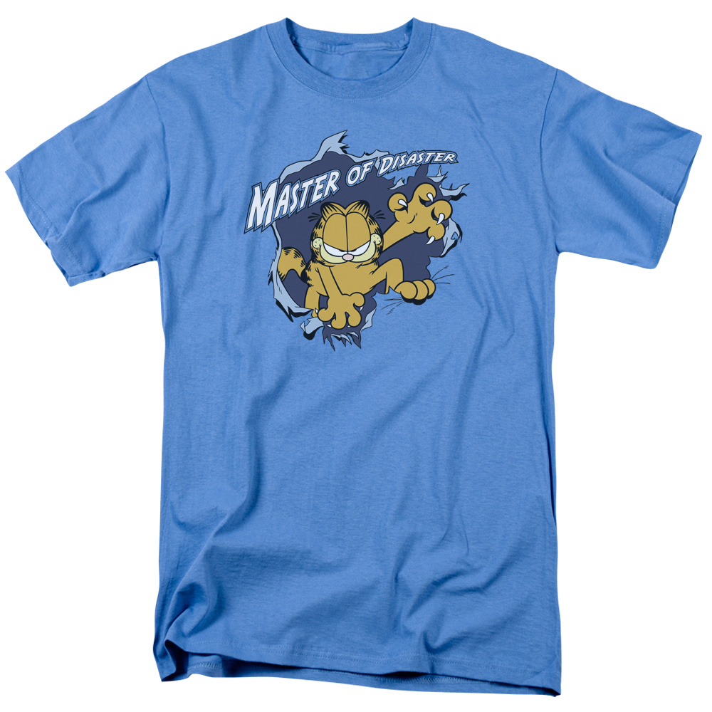 Garfield Master of Disaster Short Sleeve Adult 18-1 Mens T-Shirt, Carolina Blue - Large
