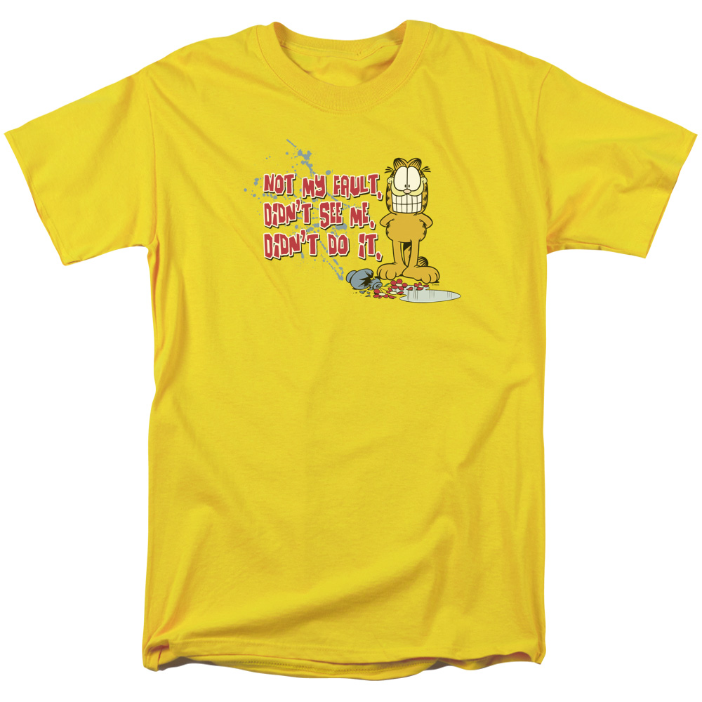 Garfield Not My Fault Short Sleeve Adult 18-1 Mens T-Shirt, Yellow - Medium