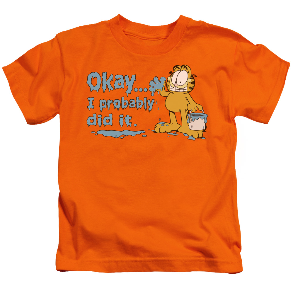 Garfield I Probably Did It Short Sleeve Juvenile 18-1 T-Shirt, Orange - Small 4