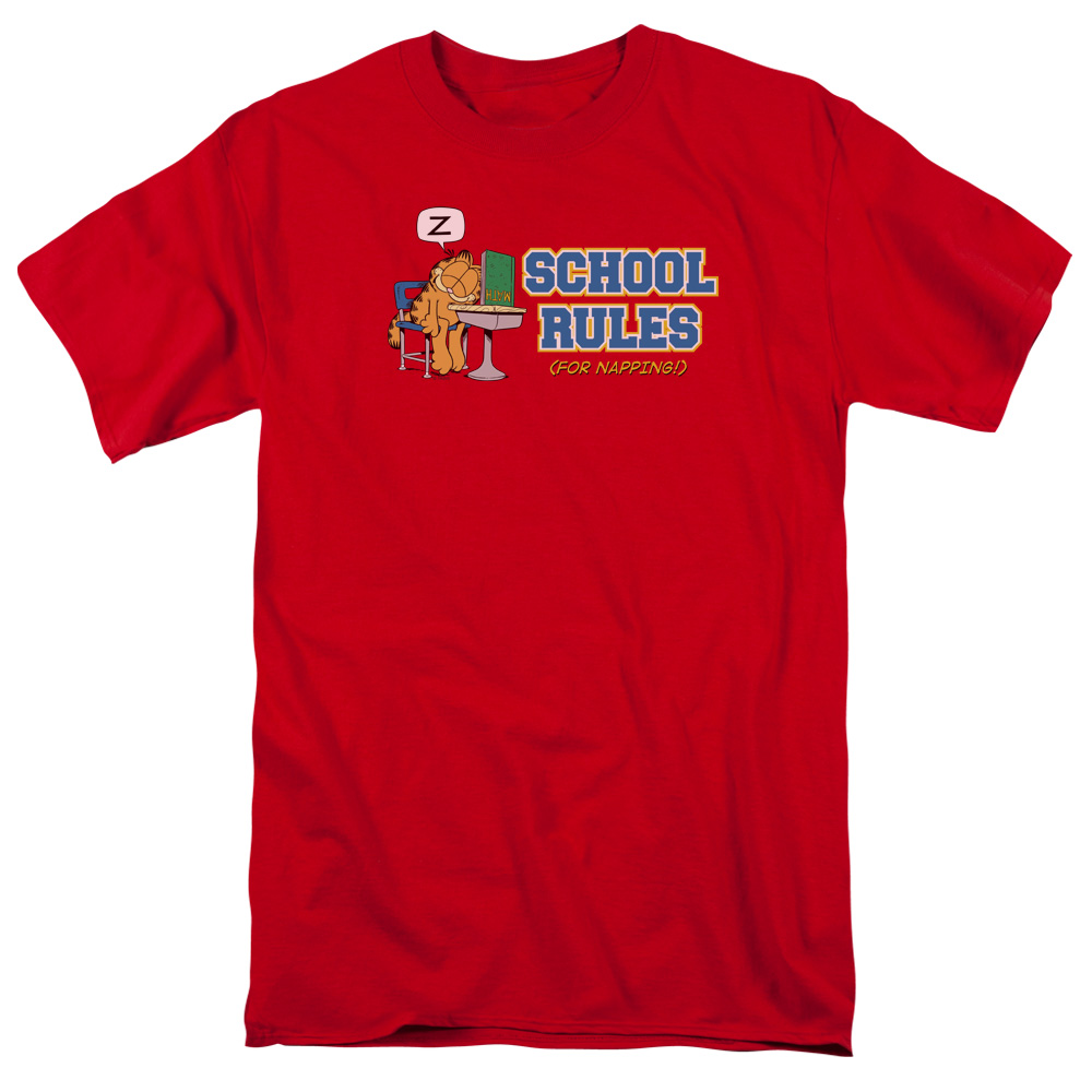 Garfield School Rules Short Sleeve Adult 18-1 Mens T-Shirt, Red - 2X