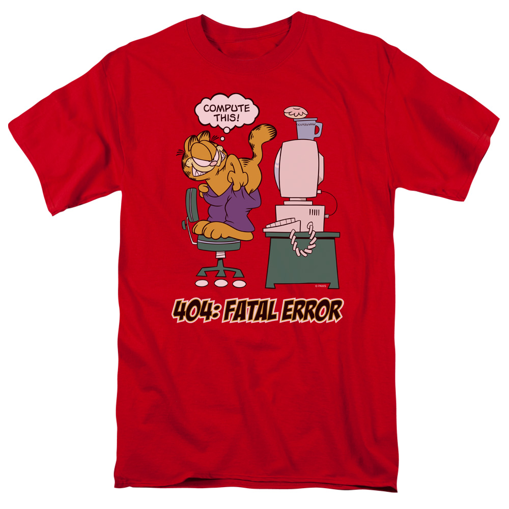 Garfield Compute this Short Sleeve Adult 18-1 Mens T-Shirt, Red - 2X