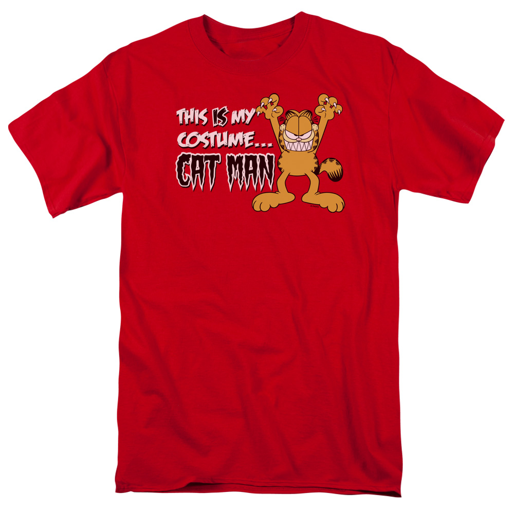 Garfield Cat Man Short Sleeve Adult 18-1 Mens T-Shirt, Red - 2X