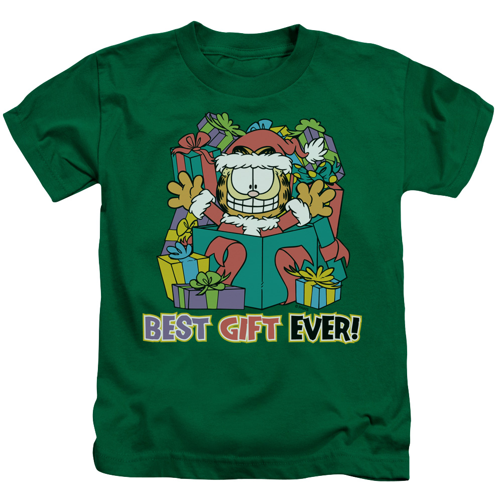 GAR306-KT-2 Garfield Best Gift Ever Short Sleeve Juvenile 18-1 T-Shirt, Kelly Green - Medium 5-6