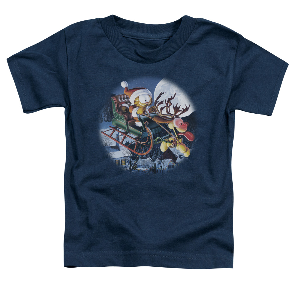 Garfield Moonlight Ride Short Sleeve Toddler T-Shirt, Navy - Medium 3T
